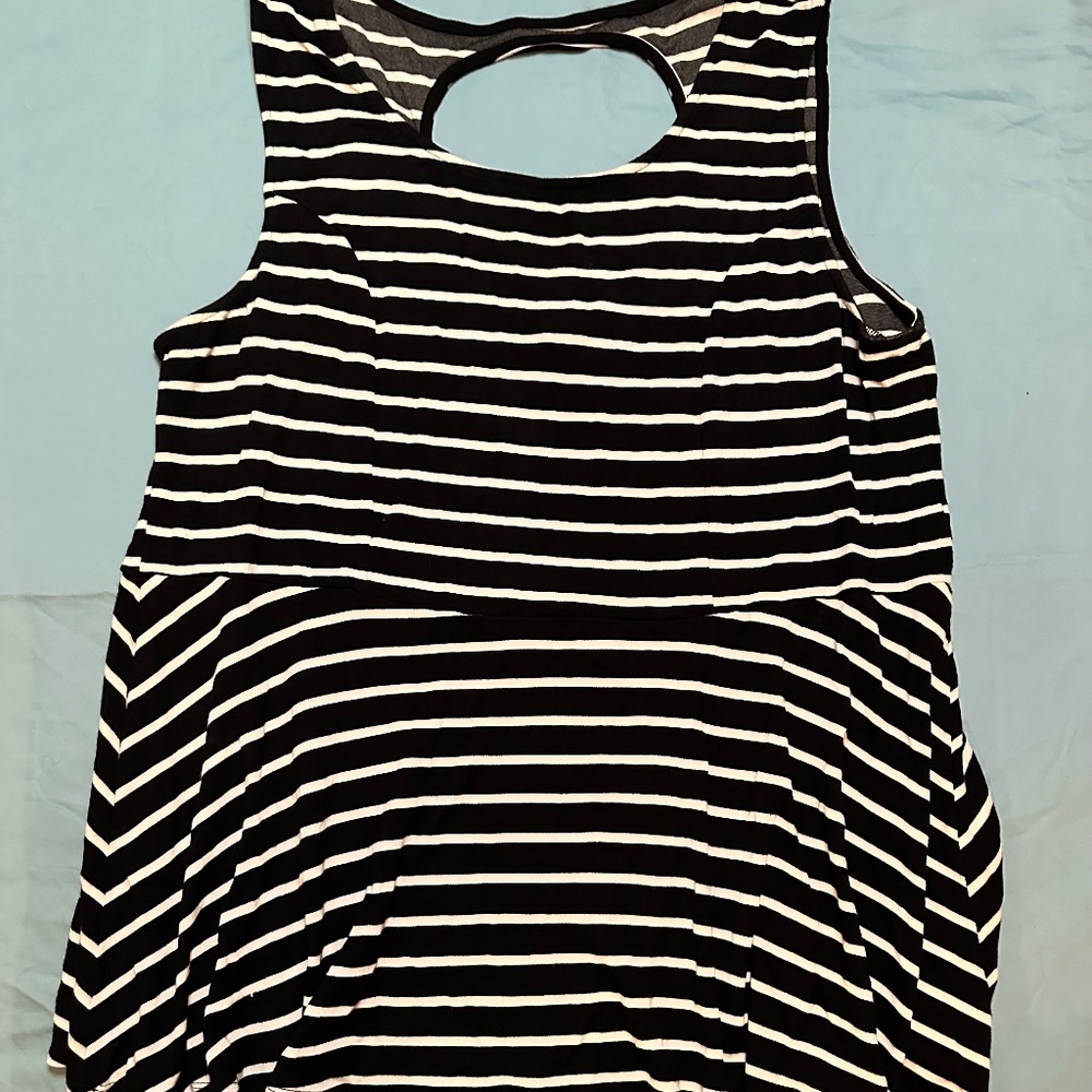 Torrid Plus Size 3x Black and White Striped Peplum Top